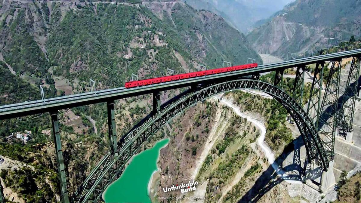 Chenab Rail Bridge over the Chenab River in Jammu and Kashmir